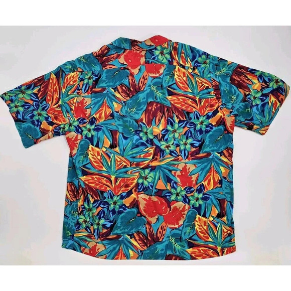 Vintage Hilo Hattie Rayon Poplin Floral Men's XL Short Sleeve Wood Button Shirt - Picture 5 of 5